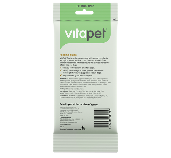 VitaPet Chicken Wrapped Rawhide Twists - Back of Pack