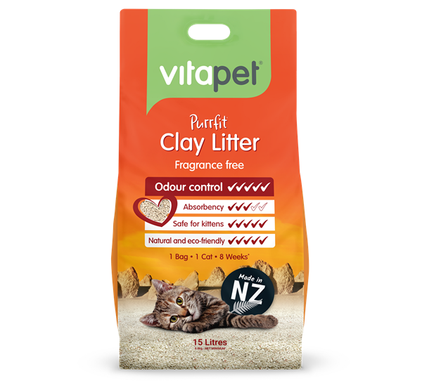 Cat Litter - Purrfit Clay 15L - Front of Pack