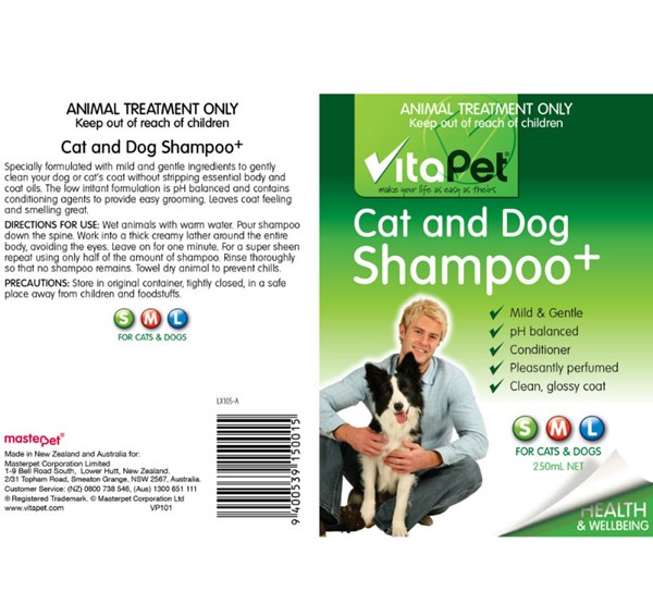 VitaPet Cat and Dog Shampoo - Label