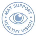 A blue badge with an open eye - supports healthy vision