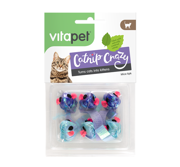Catnip Crazy Mice Cat Toys - 6 Pack