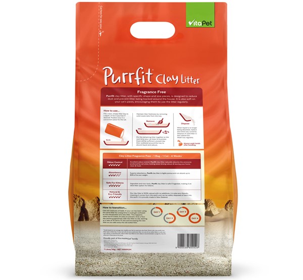Cat Litter - Purrfit Clay 7L - Back of Pack