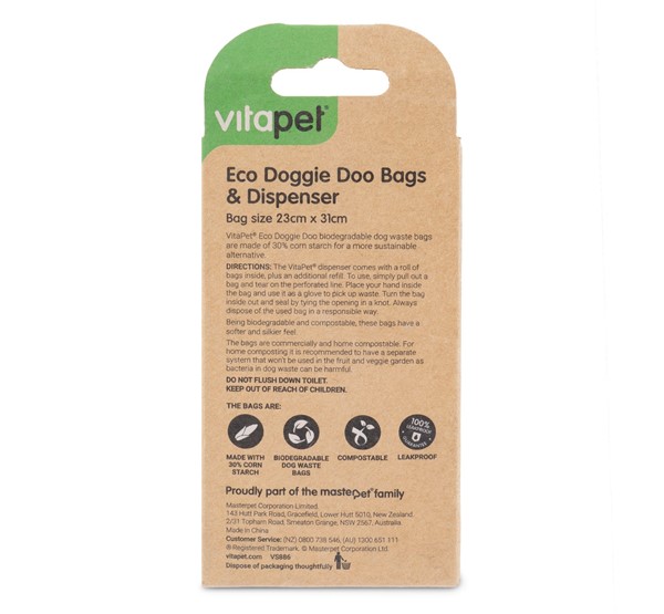 Dog Poo Eco Bag Dispenser - Back of Pack