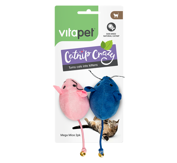 Catnip Crazy Mice Cat Toys - Pink & Blue