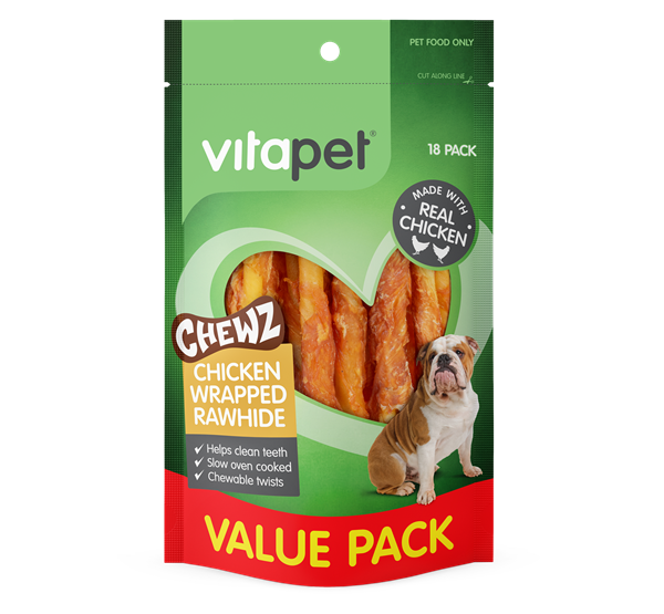 VitaPet Chicken Wrapped Rawhide Twists 18 Pack