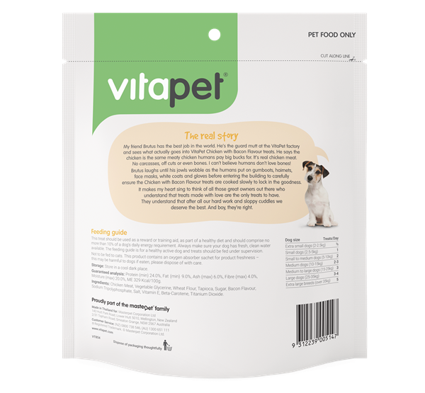 VitaPet Chicken with Bacon Flavour 400g - Back of Pack