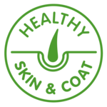 Green badge - supports healthy skin and coat of your adult dog