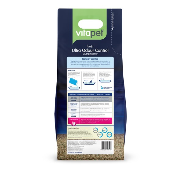Cat Litter - Purrfit Odour Control Clumping Back