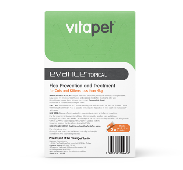 Flea Treatment for Cats - Evance - Small Cats & Kittens - Back of Pack